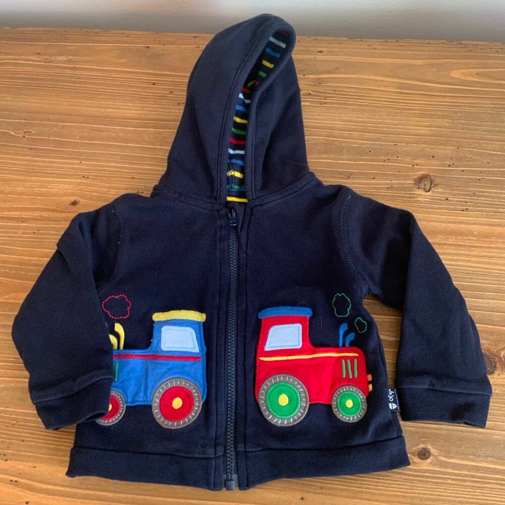 JoJo Maman Bebe‎ Reversible Train jacket size 3-6 mo